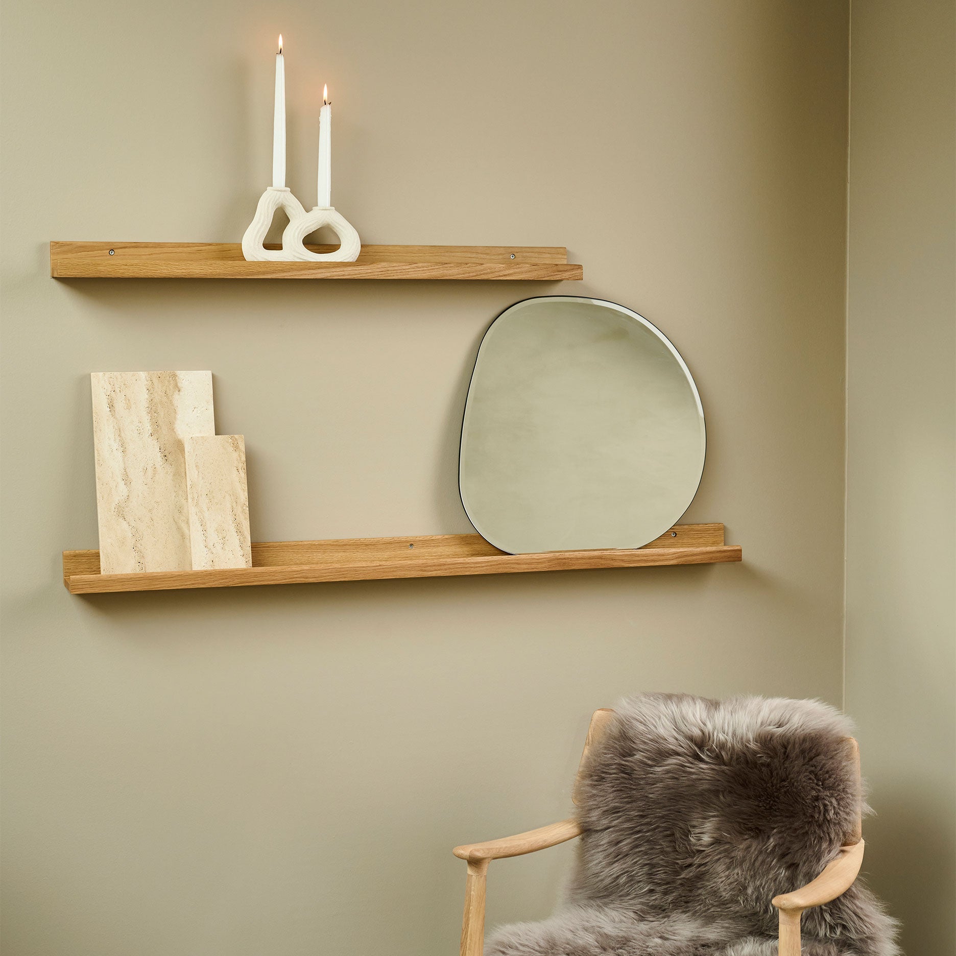 Wood II gallerihylde FSC certificeret egetræ, L90 cm